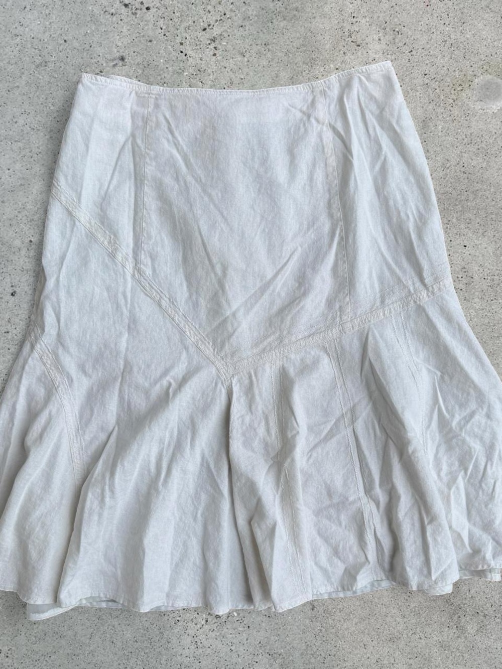 White Linen midi Skirt